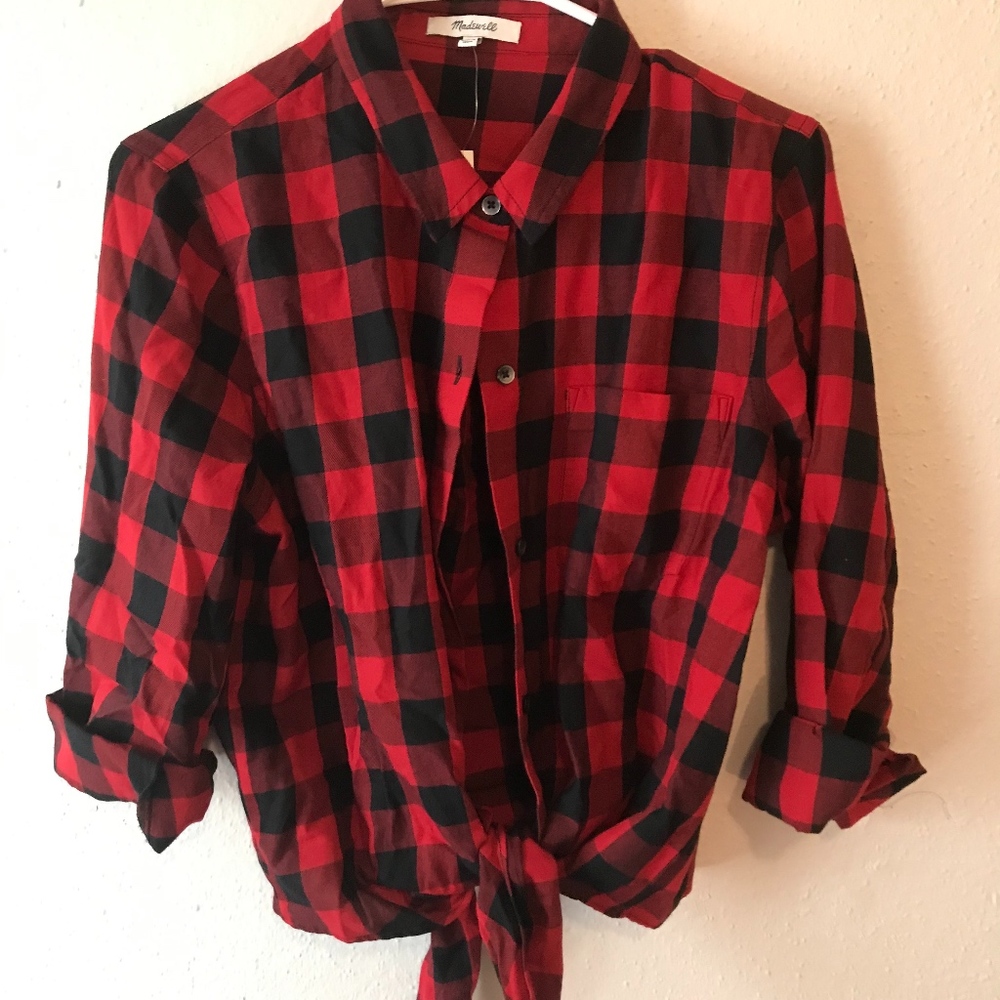 Plaid Tie Top
